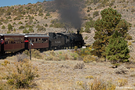 Cumbres and Toltec Scenic Railroad Steam Engine 489 Approaching Whiplash Curve